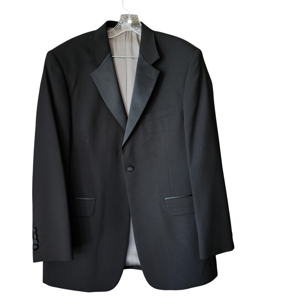 Stafford 40R‎ Classic Fit Tuxedo Jacket Black 100% Wool One Button Lined EUC